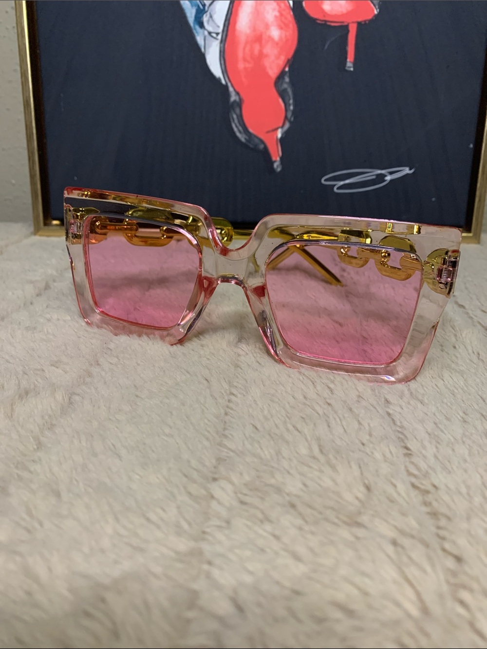Pink Square Frame Sunglasses - Fashion Women's Shades